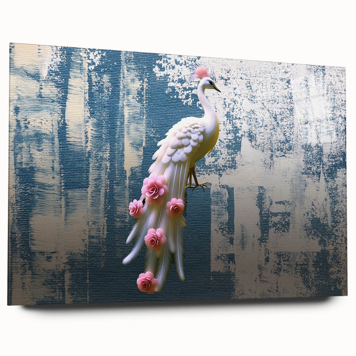 Abstract wall art featuring colorful strokes and lines on acrylic glass, showcasing a modern design ideal for contemporary decor. The side view highlights the sleek finish and vibrant colors, perfect for adding a dynamic touch to any space.