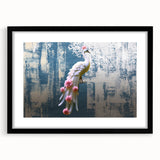 Abstract wall art featuring a collection of vibrant strokes and lines in various shades, framed in black with a matte finish, perfect for modern decor accents.