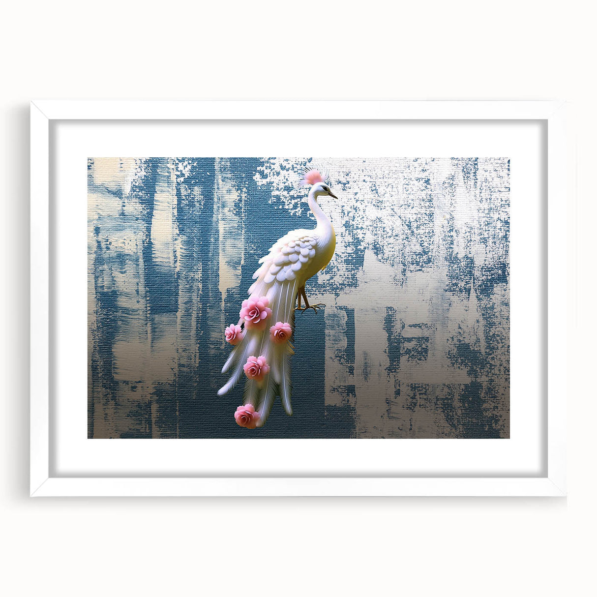 Abstract wall art featuring dynamic strokes and lines in a minimalist design, framed with a white mat, perfect for modern decor. Ideal for enhancing interior aesthetics.