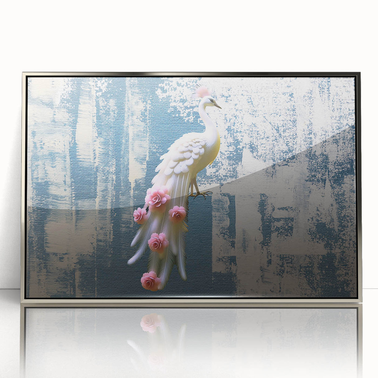 Framed wall art featuring abstract strokes and lines in elegant silver tones, perfect for modern decor, enhancing living spaces with contemporary style.