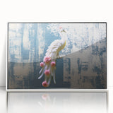 Abstract wall art featuring a dynamic composition of colorful strokes and lines, framed in white acrylic, perfect for modern home decor. The design showcases vibrant hues blending harmoniously, creating an eye-catching focal point for any room.