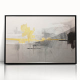 Framed abstract wall art featuring bold strokes and lines in a black acrylic frame, ideal for modern home decor. Adds a contemporary touch to any room.