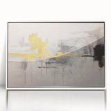 Framed abstract wall art featuring vibrant strokes and lines in a modern design, showcasing a white frame that enhances the artwork's contemporary aesthetic. Ideal for stylish home decor, this piece adds a pop of color to any room setting.