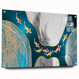 Abstract wall art featuring vibrant strokes and lines in various colors, displayed in a sleek acrylic frame with visible mounting pins, perfect for modern decor.