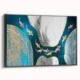 Framed canvas wall art showcasing an abstract design of colorful strokes and lines, set against a black background, viewed from the side, perfect for modern decor.