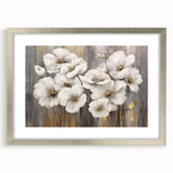 Abstract wall art featuring vibrant strokes and lines in a contemporary design, framed with a silver mat, ideal for modern home decor.