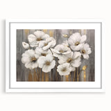 Abstract wall art featuring dynamic strokes and lines in muted colors, displayed in a stylish white frame with a mat, perfect for modern home decor.