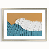 Abstract strokes and lines design in a silver frame with matting, showcasing modern wall art suitable for contemporary decor. Perfect for stylish home or office interiors.