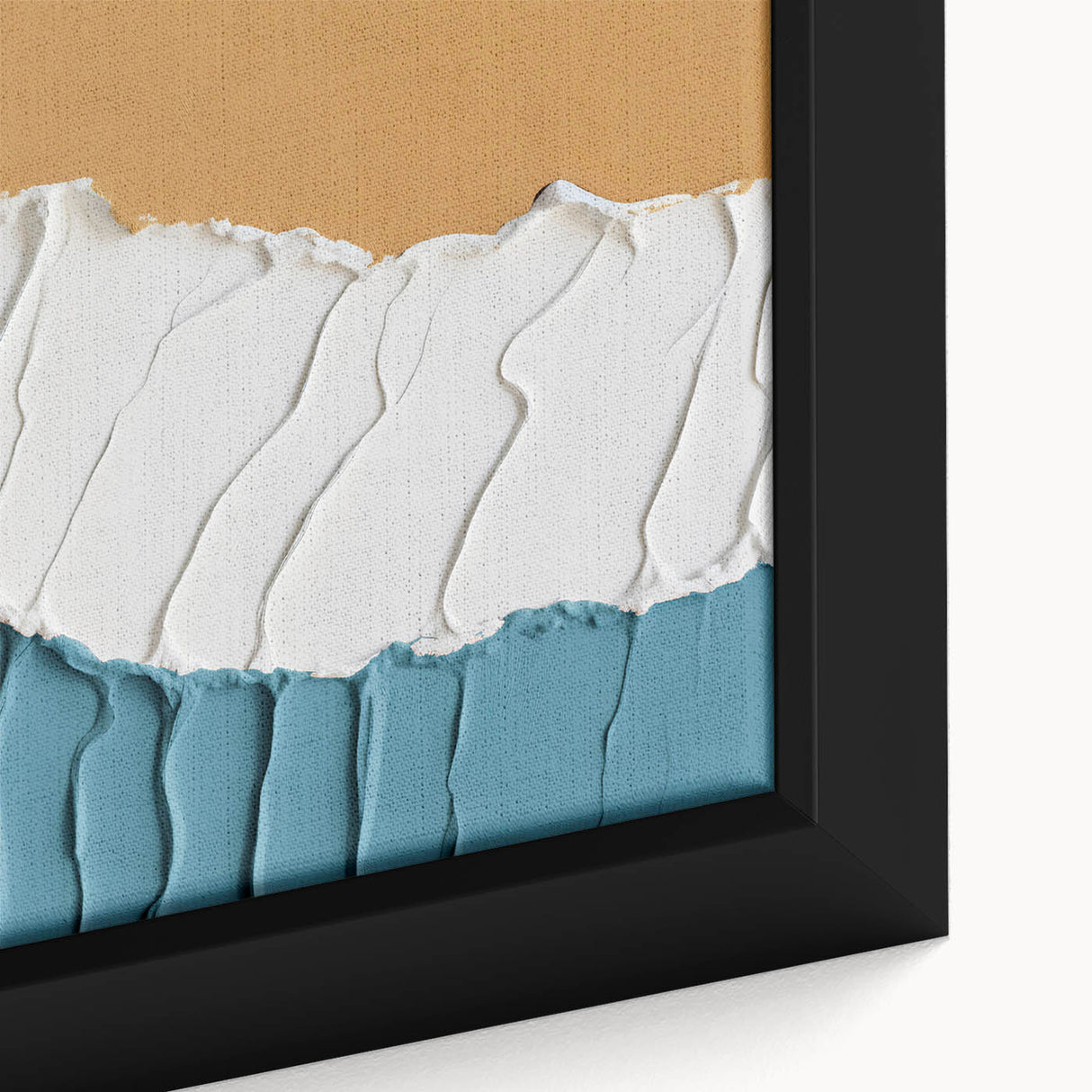Abstract strokes and lines in vibrant colors create a modern wall art design on a framed canvas, showcasing a textured surface that enhances visual appeal.
