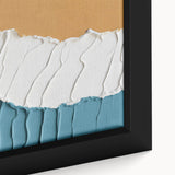 Abstract strokes and lines in vibrant colors create a modern wall art design on a framed canvas, showcasing a textured surface that enhances visual appeal.