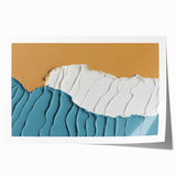 Abstract wall art print showcasing vibrant strokes and lines in shades of blue, orange, and yellow, perfect for modern home decor or office settings.