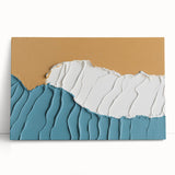 Abstract wall art featuring vibrant strokes and lines in blue, orange, and yellow on a stretched canvas. Ideal for modern home decor and artistic spaces.