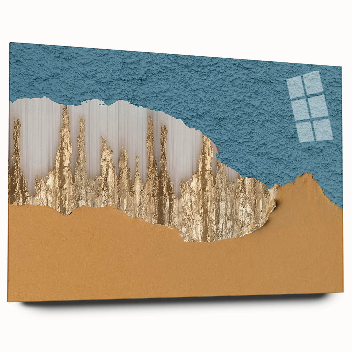 Abstract wall art featuring vibrant strokes and lines in various colors, displayed in a side view with an acrylic glass finish, enhancing its modern aesthetic.
