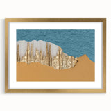 Abstract strokes and lines wall art design in a gold frame with matting, showcasing a modern aesthetic suitable for contemporary home decor.