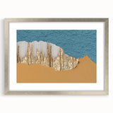 Abstract wall art featuring dynamic strokes and lines in a silver frame, showcasing a contemporary design with a mat, perfect for modern home decor.