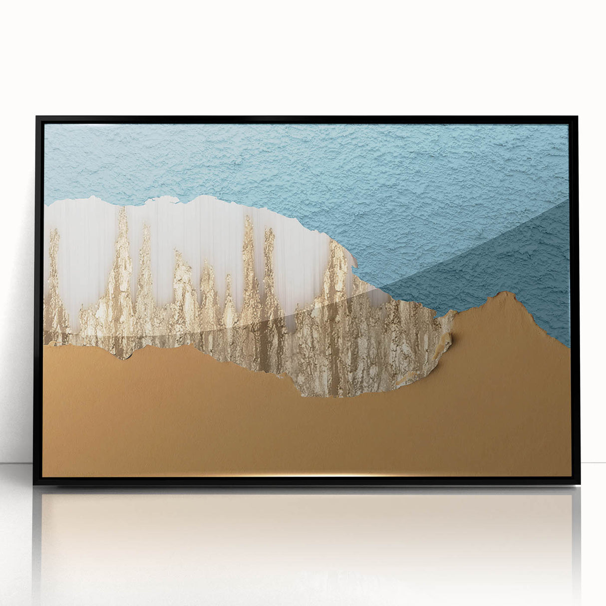 Framed wall art featuring an abstract design of colorful strokes and lines in a modern aesthetic, displayed with a sleek black frame, perfect for contemporary decor.