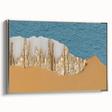 Framed canvas artwork showcasing an abstract design with colorful strokes and lines, featuring a sleek silver frame. Perfect for modern decor and wall enhancement.