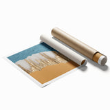 Abstract wall art print showcasing vibrant strokes and lines in a mix of blue, yellow, and pink hues, ideal for modern home decor and artistic expression.