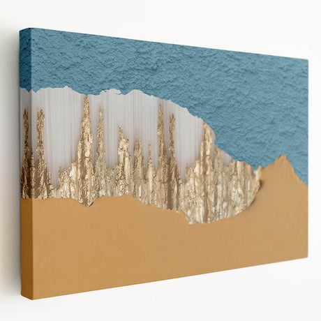 Abstract canvas wall art featuring vibrant strokes and lines in shades of blue, pink, and gold, showcasing a modern design perfect for home decor.