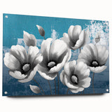 Abstract wall art featuring dynamic strokes and lines in vibrant colors, displayed in a sleek acrylic frame. Ideal for modern decor and artistic spaces.