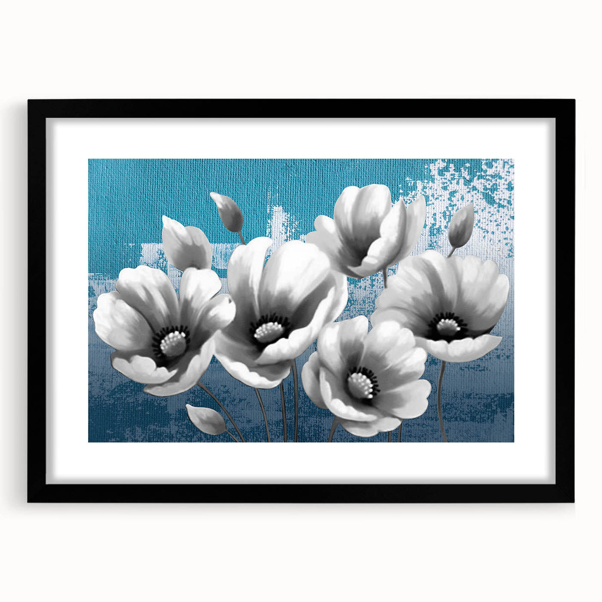 Abstract wall art featuring dynamic strokes and lines in a minimalist design, framed with a black mat, perfect for modern decor. Ideal for enhancing contemporary living spaces.