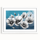 Abstract wall art featuring dynamic strokes and lines in a modern design, framed with a white mat, ideal for contemporary home decor. Perfect for adding a pop of color and artistic flair to any room.