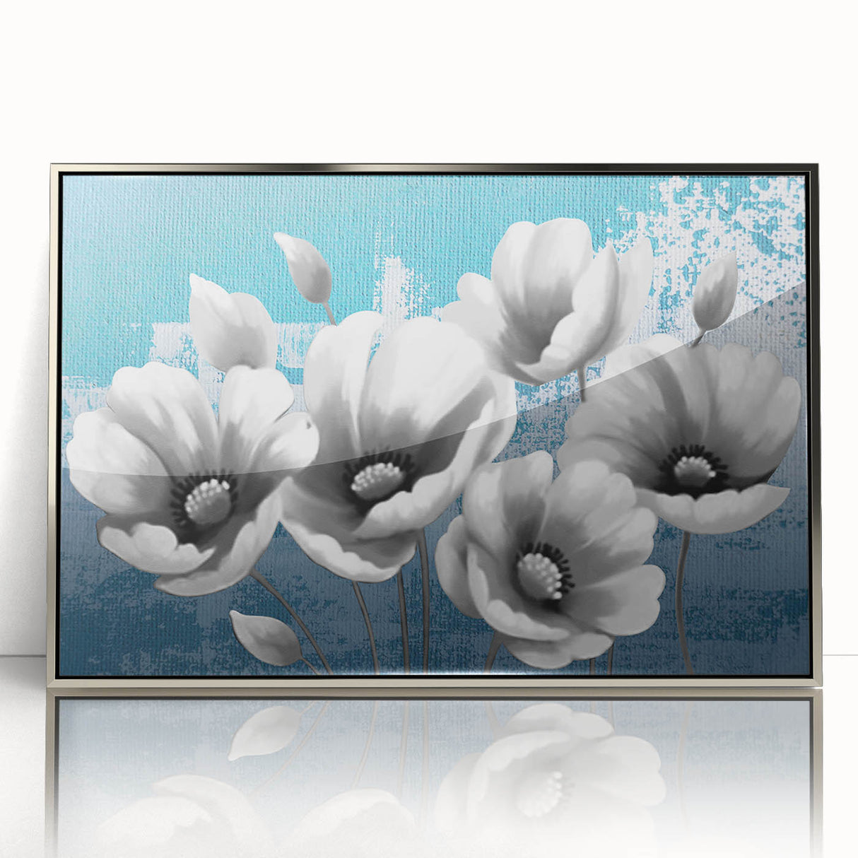 Framed wall art showcasing an abstract design of colorful strokes and lines, featuring a sleek silver frame, perfect for modern decor in living spaces or offices.
