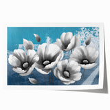 Abstract wall art featuring vibrant strokes and lines in shades of blue, orange, and yellow, ideal for modern home decor. Perfect addition to elevate interior design aesthetics.