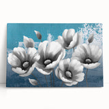 Abstract canvas wall art showcasing vibrant strokes and lines in shades of blue, orange, and yellow, perfect for modern home decor. This piece adds a dynamic touch to any room with its artistic flair and contemporary design.