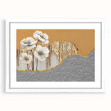 Abstract strokes and lines design in a modern wall art piece, framed with a white mat, showcasing a contemporary aesthetic perfect for home decor.