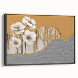 Framed canvas wall art showcasing an abstract design with colorful strokes and lines, featuring a sleek black frame. Ideal for modern home decor, this piece adds vibrant character to any space.