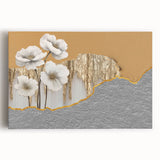 Abstract strokes and lines in vibrant colors create a modern wall art design on stretched canvas, ideal for contemporary home decor. Perfect for adding artistic flair to any room.