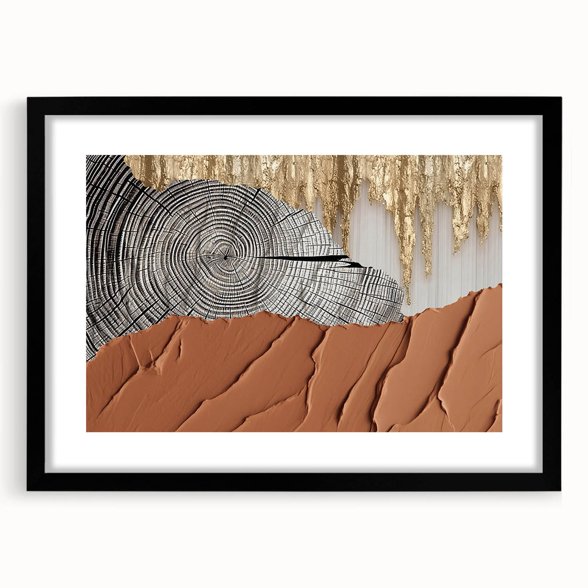 Abstract wall art featuring dynamic strokes and lines in a modern design, framed with a black mat, ideal for enhancing contemporary home decor.