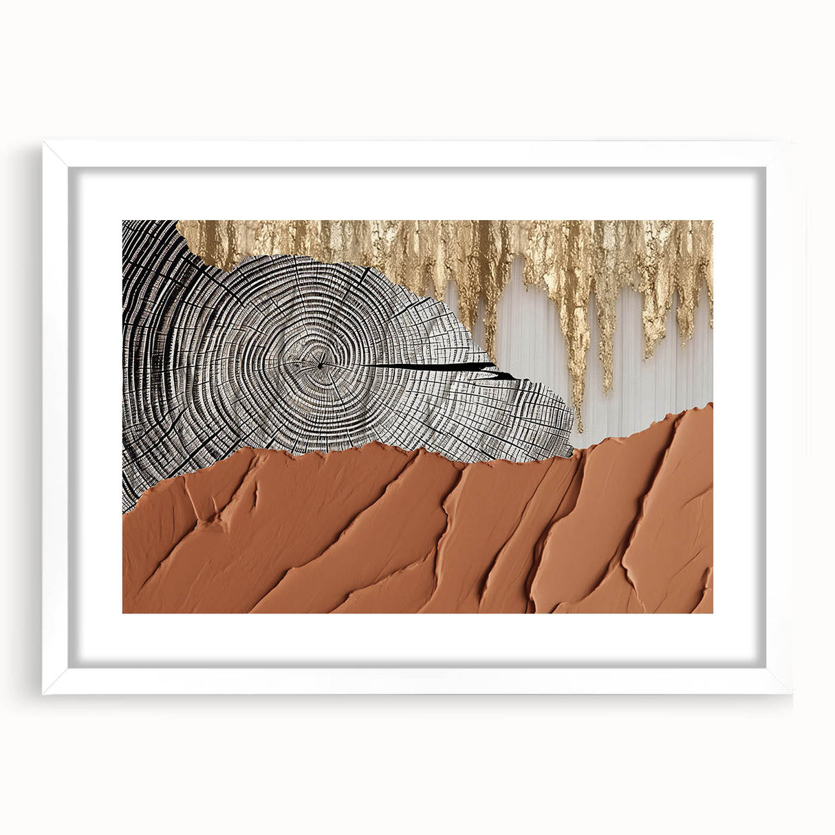 Abstract wall art featuring a modern design of colorful strokes and lines in a white frame with a mat, ideal for contemporary home decor. Perfect for adding a vibrant touch to any space.