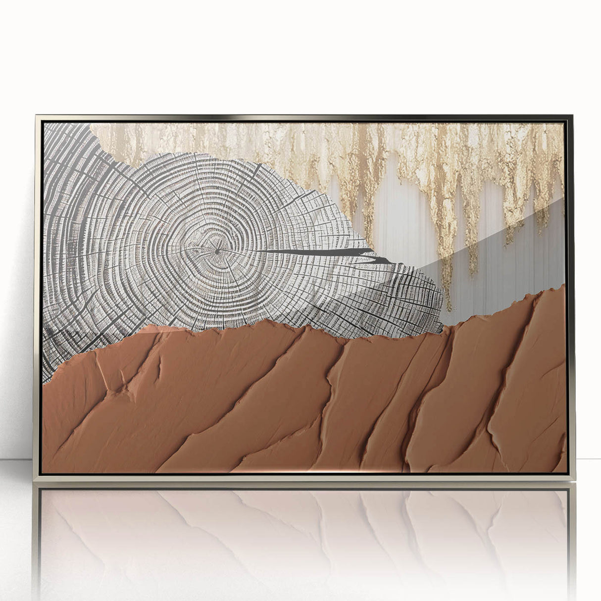 Framed wall art featuring an abstract design of colorful strokes and lines in a sleek silver frame, adding a modern touch to any decor. Perfect for contemporary spaces.