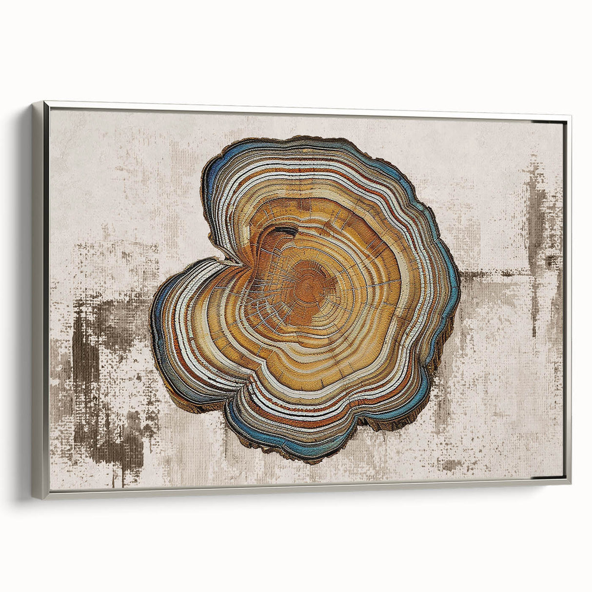 Framed canvas wall art showcasing an abstract design of colorful strokes and lines, featuring a sleek silver frame, ideal for modern home decor.