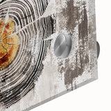 Close-up of an abstract wall art design featuring vibrant strokes and lines in shades of blue, orange, and yellow, showcasing a modern aesthetic suitable for contemporary decor.