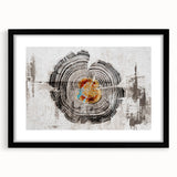 Abstract strokes and lines wall art design in a black frame with mat, showcasing modern artistic flair. Perfect for contemporary home decor aesthetics.