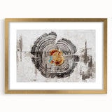 Abstract strokes and lines wall art design featuring a gold frame with mat, showcasing a modern aesthetic ideal for contemporary home decor.