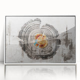 Framed wall art showcasing an abstract design with colorful strokes and lines, set against a white background, perfect for modern decor.