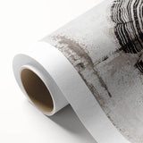 Abstract wall art featuring vibrant strokes and lines in shades of blue, orange, and gold, displayed on rolled canvas for modern home decor. Ideal for enhancing contemporary interiors.