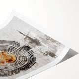 Abstract wall art featuring colorful strokes and lines in vibrant shades of blue, orange, and yellow, designed for modern decor, ideal as a statement piece.