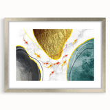 Abstract wall art featuring a dynamic design of multicolored strokes and lines, elegantly framed with a silver mat, ideal for modern home decor.