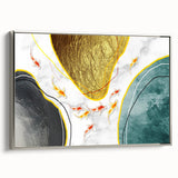 Framed canvas wall art featuring an abstract design with strokes and lines in silver tones, ideal for modern home decor, showcasing a sleek side view.