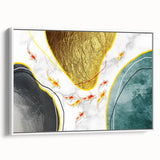 Framed canvas wall art showcasing an abstract design of colorful strokes and lines, set against a white background, ideal for modern home decor.