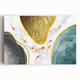 Abstract wall art featuring dynamic strokes and lines in a vibrant color palette, showcasing a modern design on a stretched canvas, perfect for contemporary decor.