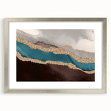 Abstract strokes and lines in a contemporary design framed in silver, showcasing a modern wall art piece with a mat, ideal for stylish home decor.