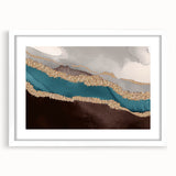 Abstract strokes and lines design wall art in a white frame with matting, showcasing a modern aesthetic suitable for contemporary home decor.