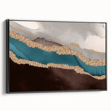 Framed canvas wall art showcasing an abstract design of colorful strokes and lines, set against a sleek black frame, perfect for modern home decor.