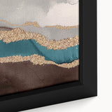 Close-up of an abstract strokes and lines design framed canvas wall art, featuring bold colors and dynamic patterns, perfect for modern home decor.